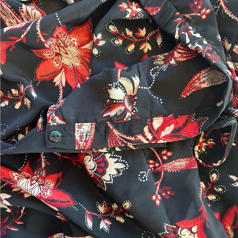 Vintage Kathie Lee Y2K 90’s Black Floral Whimsigoth Midi Wrap Skirt Size 18W/20W - Picture 8 of 11